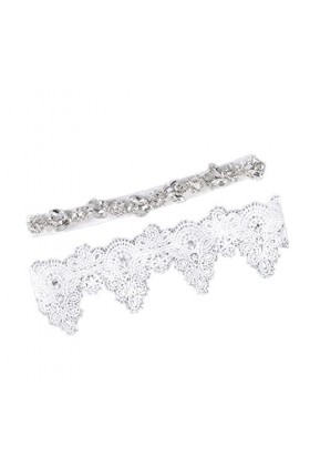 COLIFAS Jarretières de Mariage Jarretière de Mariage Strass Broderie Fleur Dentelle Cuisse Jarretière Ruban Bowknot Élastique