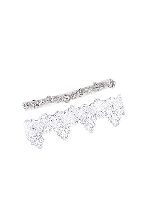 COLIFAS Jarretières de Mariage Jarretière de Mariage Strass Broderie Fleur Dentelle Cuisse Jarretière Ruban Bowknot Élastique