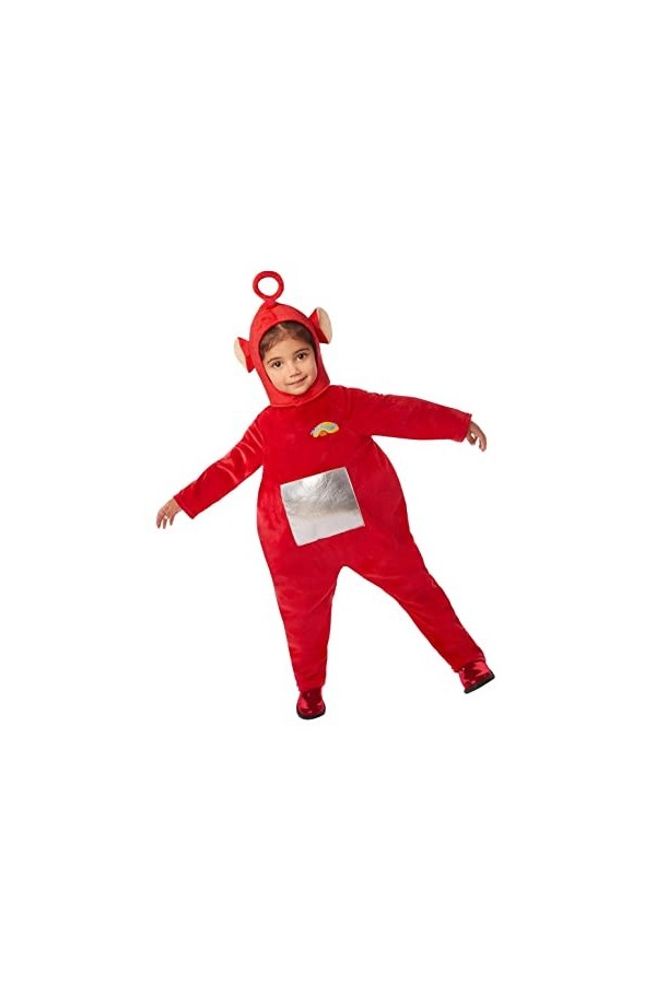 Smiffys 51580T2 Costume de Teletubbies Po sous licence officielle, unisexe, rouge, enfant de 3 à 4 ans