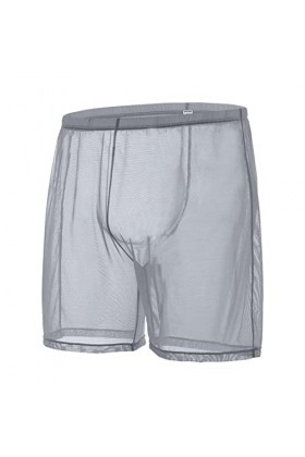 BIATWOWR See-Through Short sexy pour homme Transparent Unlined Long Leg Trunks, 1 paquet : bleu 8501 , L