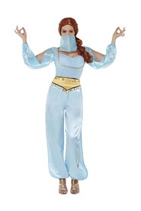 Arabian Princess Costume, Light Blue, Top, Trousers & Facemask XS 