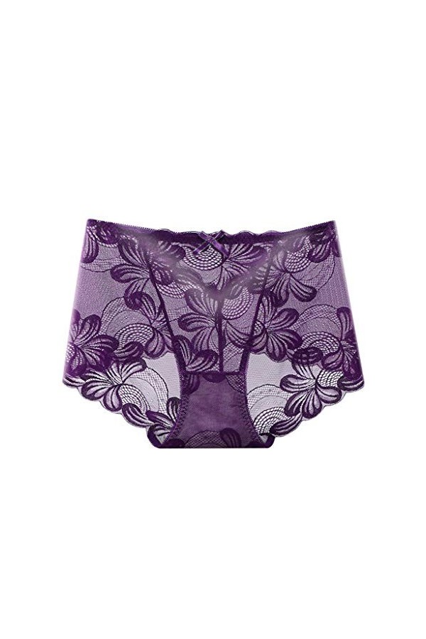 LULER Plus sexy taille basse culotte à lèvres dentelle femmes taille de fichier ouvert lingerie corsages, bleu foncé, L