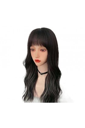 DUNEL Wigs Hair For Women Long Body Wave Wigs With Bangs for Women Black Mix White Party Costume Cosplay Wig Daily Wear Perfe