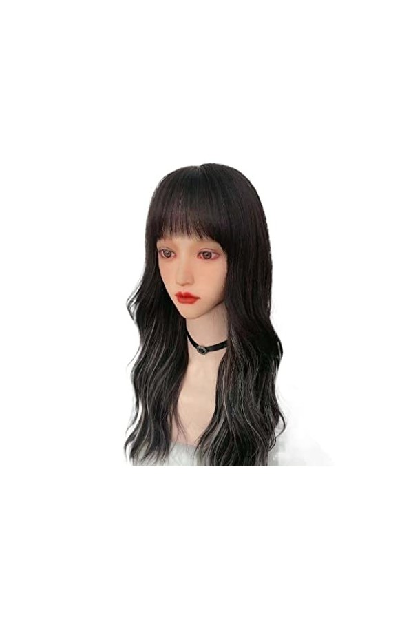 DUNEL Wigs Hair For Women Long Body Wave Wigs With Bangs for Women Black Mix White Party Costume Cosplay Wig Daily Wear Perfe
