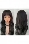 DUNEL Wigs Hair For Women Long Body Wave Wigs With Bangs for Women Black Mix White Party Costume Cosplay Wig Daily Wear Perfe