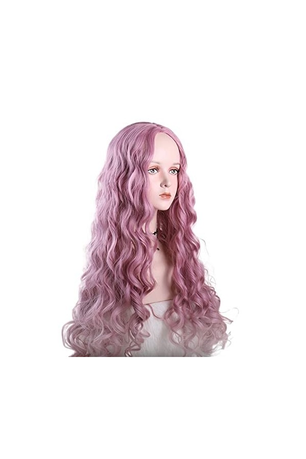 DUNEL Wig For Women Long Ombre Pink Water Wave Wigs for Women Pre Plucked Middle Part Hairline Costume Cosplay Wig Beauty for