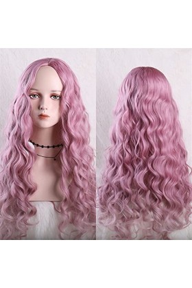 DUNEL Wig For Women Long Ombre Pink Water Wave Wigs for Women Pre Plucked Middle Part Hairline Costume Cosplay Wig Beauty for