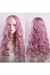 DUNEL Wig For Women Long Ombre Pink Water Wave Wigs for Women Pre Plucked Middle Part Hairline Costume Cosplay Wig Beauty for