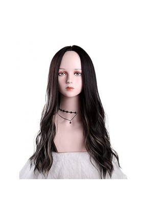 DUNEL Wigs Hair For Women Long Body Wave Wigs for Women Ombre Black Brown Middle Part Hairline Halloween Costume Cosplay Wig 