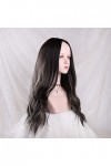 DUNEL Wigs Hair For Women Long Body Wave Wigs for Women Ombre Black Brown Middle Part Hairline Halloween Costume Cosplay Wig 