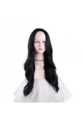 DUNEL Wigs Hair For Women Long Body Wave Wigs for Women Black Middle Part Hairline Fluffy Synthetic Costume Cosplay Wig Beaut
