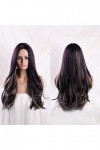 DUNEL Wig For Women Long Body Wave Wigs for Women Purple Mix Blonde Middle Part Hairline Synthetic Costume Cosplay Wig Charmi