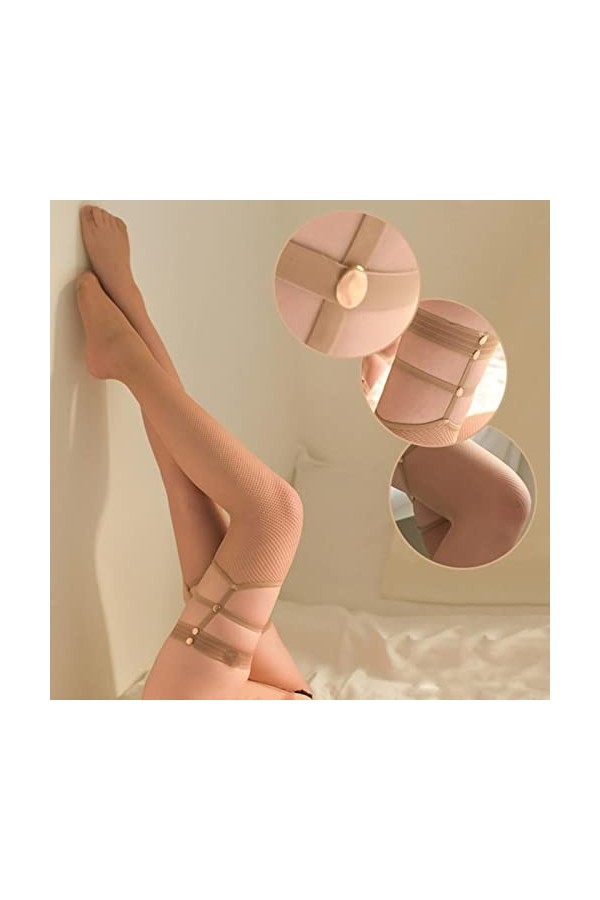 Générique Bas Sexy Nouvelle Femme Bas Sexy Mode Cuisse Haute Bas Longs Bas Nets Grande Taille Femmes sous-vêtements Beige A 