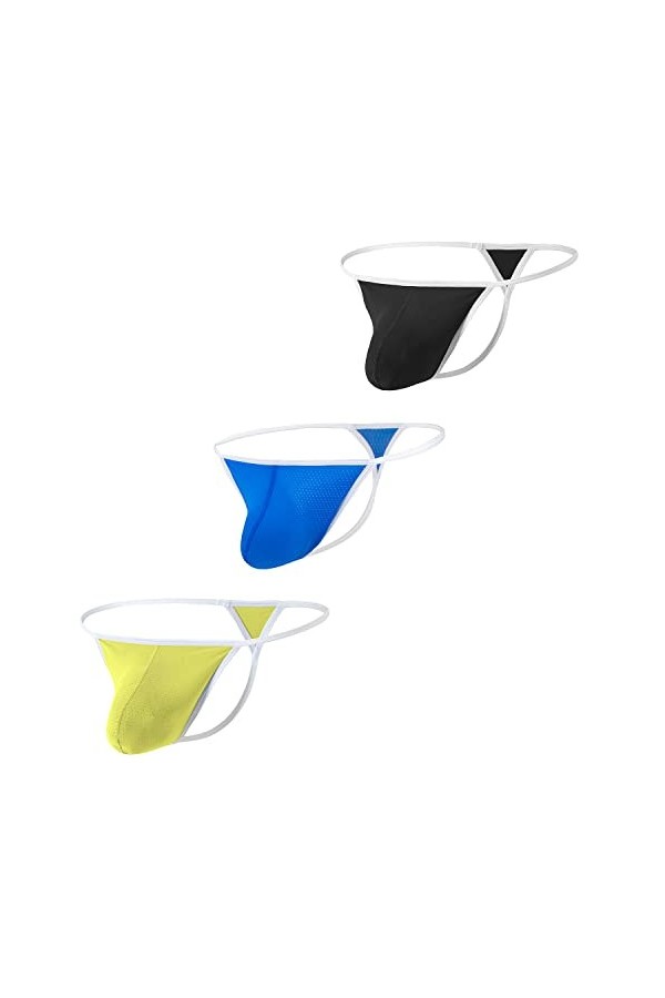 BIATWOWR String sexy pour homme - String taille basse - Dos en T, 2*Multi 02, L