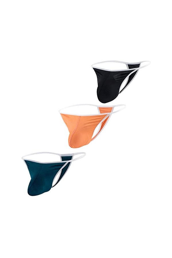 BIATWOWR String sexy pour homme avec poche pour améliorer la taille basse, 2*Multi 02, XXL