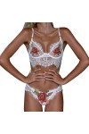Costumes pour Femmes Ensemble de Soutien-Gorge Sexy en Dentelle brodée sans Couture Lingerie Sexy Grande Taille Blanc L 