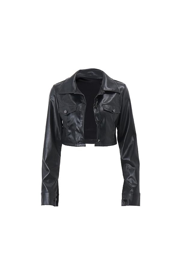 AGALUS Automne Femmes Sexy Nue Hot Girl Moto Porter Manteau De Veste À Boutonnage Unique,Couleur1,L