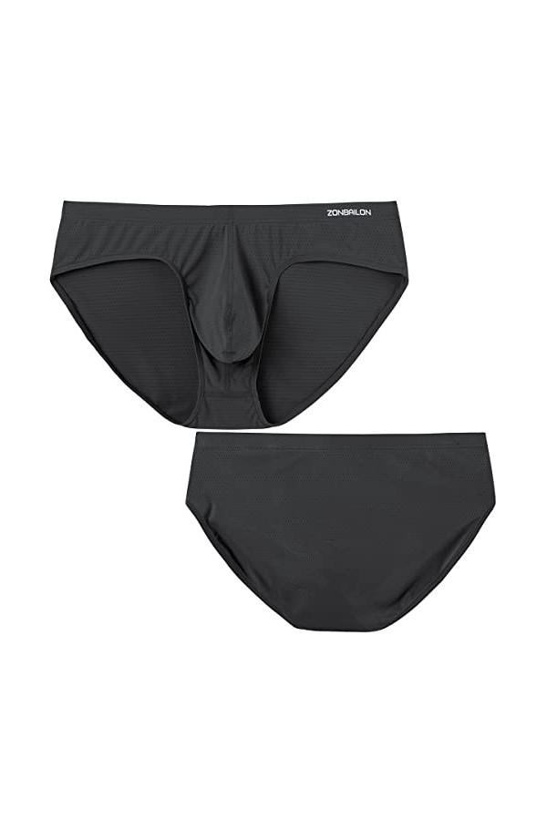 ZUOLAIYIN Sous-vêtements sexy pour homme - En nylon - Taille basse - Noir - Bleu - Gris - M L XL XXL 3XL, Noir/gris clair 82