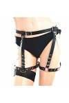 Porte-jarretelles en cuir pour femmes Chaîne de taille en cuir punk Ceinture sexy Ceinture Chaîne du ventre Discothèque Fête 