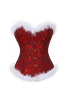 Montecarduo Femme Corset&nbsp;- Femmes Sexy Rouge Foncé Noël Costumes Scène Partie Taille Corset Top Overbust Rouge Velvet Bustier