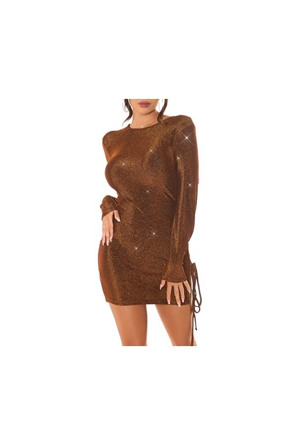 Koucla Mini robe sexy à manches longues avec coupe chaude et laçage décoratif, Schwarz, Taille unique