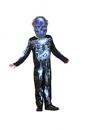 Smiffys 56441S Costume de squelette robotique, garçon, bleu et noir, S 4-6 ans