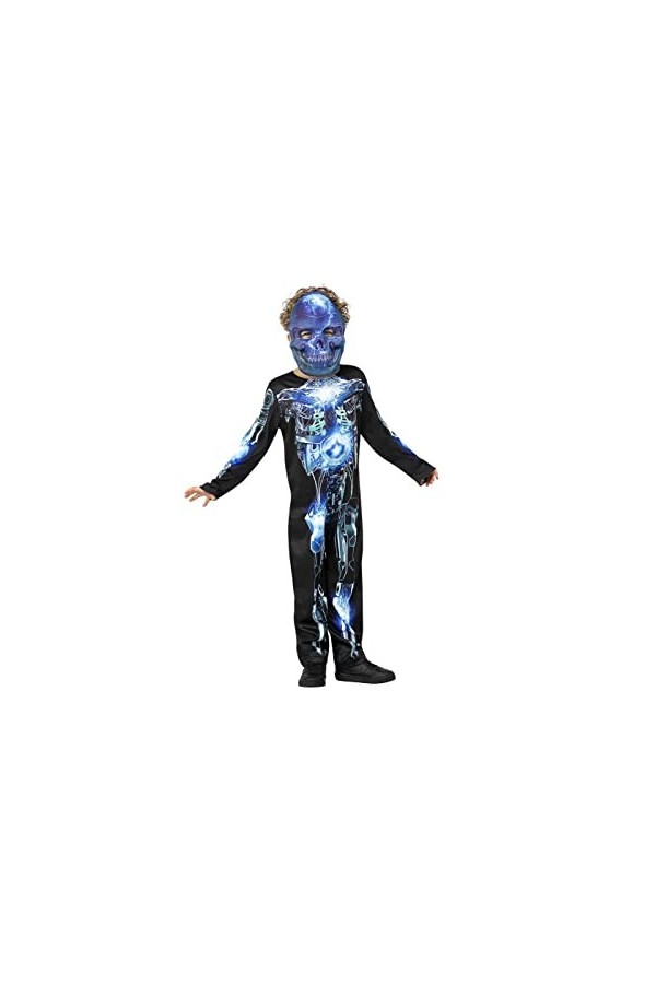 Smiffys 56441S Costume de squelette robotique, garçon, bleu et noir, S 4-6 ans