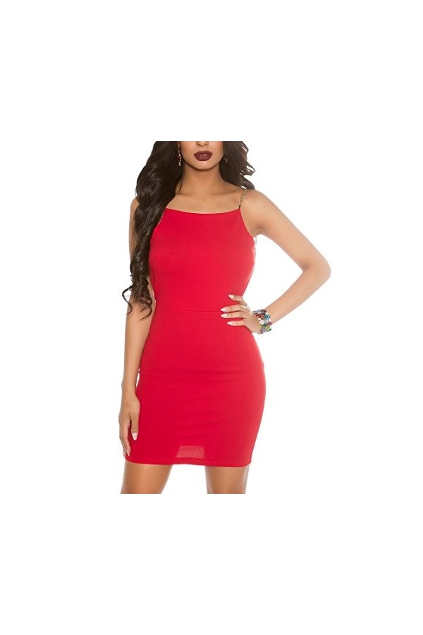 Mini robe dos nu avec bretelles, rouge, S