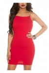Mini robe dos nu avec bretelles, rouge, S