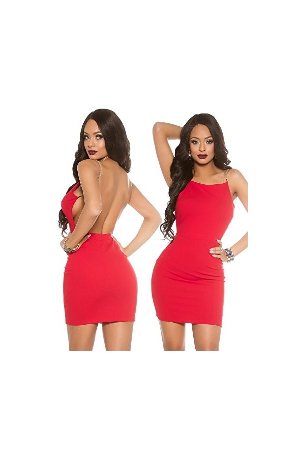 Mini robe dos nu avec bretelles, rouge, S