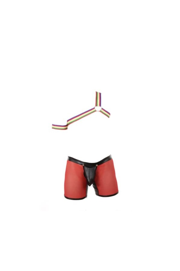 HSQSMWJ Homme Body Chest Harness Muscle Maillot de Corps Sport Extensible Harnais Böndage Épaule Brassard Cosplay Color:Lrid