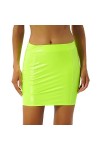 Mini-jupe sexy en cuir verni pour femme - Taille élastique - Rouge - Taille M