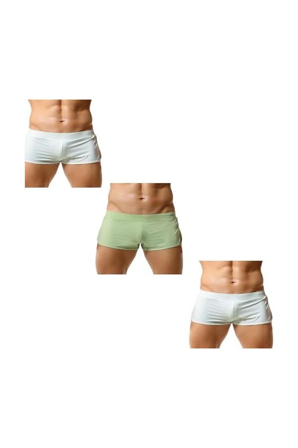 BreakEgg Lot de 3 caleçons boxeurs de sport athlétiques confortables et respirants pour homme, Vert + vert + bleu, Large