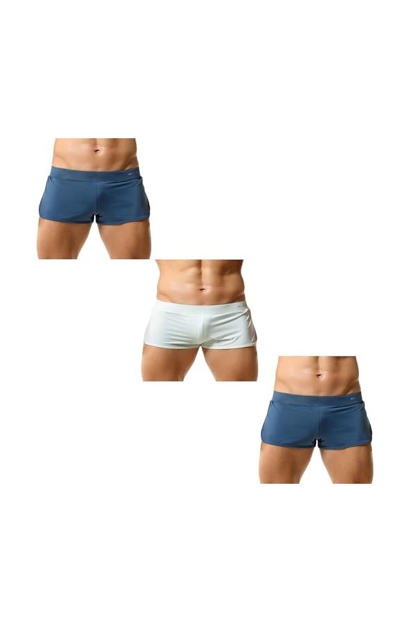 BreakEgg Lot de 3 caleçons boxeurs de sport athlétiques confortables et respirants pour homme, Vert + vert + bleu, Large