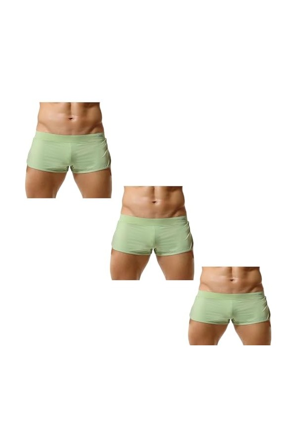 BreakEgg Lot de 3 caleçons boxeurs de sport athlétiques confortables et respirants pour homme, Blanc + vert + bleu, Medium