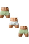 BreakEgg Lot de 3 caleçons boxeurs de sport athlétiques confortables et respirants pour homme, Blanc + vert + bleu, Medium