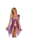 LatexViolet Panneaux Sexy Pure Lingerie érotique Slip Jupe Avant Ouvert, Violet, S
