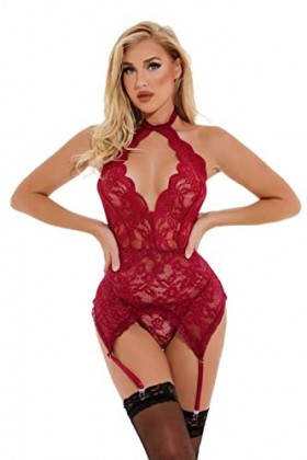 ZTIANEF Jeune filleSexy Bretelles sans Dos Lingerie Pyjama érotique Home Jumpsuit, Rouge, XXL