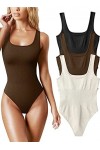 Générique 3 pièces String Body pour Femmes contrôle du Ventre col carré Body Barboteuses entraînement sans Manches débardeurs