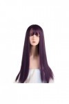 DUNEL Wigs Hair For Women Long Straight Dark Purple Wig with Bangs Great Choice For Cosplay Perfect for Daily