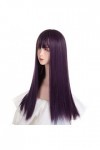 DUNEL Wigs Hair For Women Long Straight Dark Purple Wig with Bangs Great Choice For Cosplay Perfect for Daily