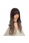 DUNEL Wigs Hair For Women Long Body Wave Wigs With Bangs for Women Ombre Black Grey Party Costume Cosplay Wig Beauty for Part