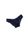 Lingerie Sexy Taille Basse Ultra-Mince Culotte en Dentelle Transparente Slips Coton,Darkblue,3Pieces