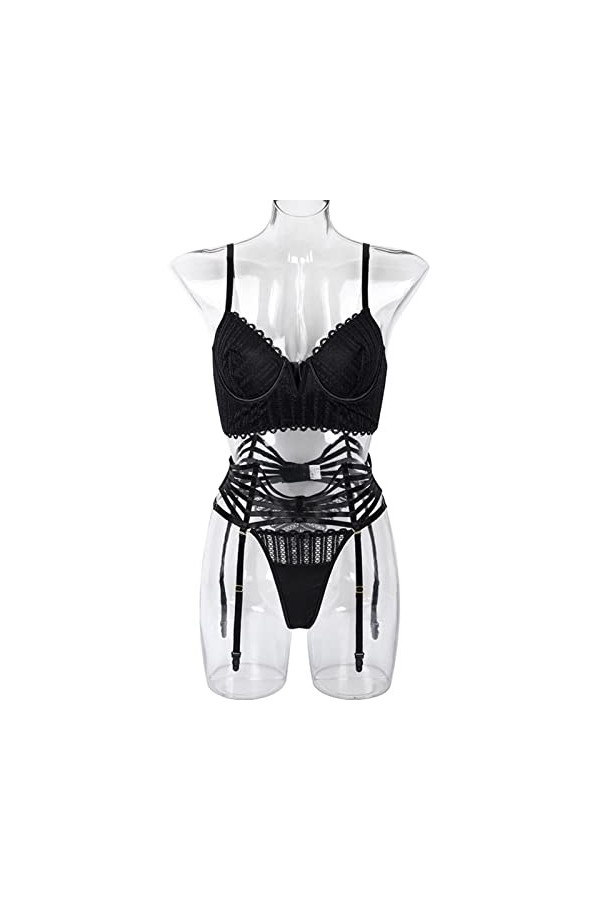 COOKOE Ensemble de lingerie sexy avec porte-jarretelles et accessoires exotiques