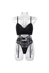 COOKOE Ensemble de lingerie sexy avec porte-jarretelles et accessoires exotiques