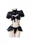 COOKOE Lingerie sexy pour femme - Costume de costumade - Soutien-gorge en cuir synthétique - Noir