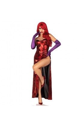 Leg Avenue 2 PC Shimmer body with high slit skirt and detachable clear straps