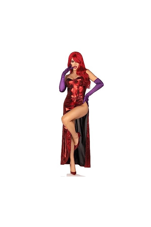 Leg Avenue 2 PC Shimmer body with high slit skirt and detachable clear straps