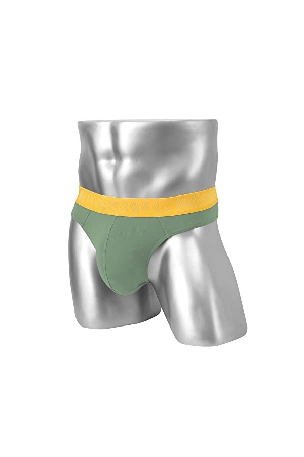 BIATWOWR String pour homme avec grande poche bombée, taille élastique, taille basse et look sexy, sans étiquette, respirant e