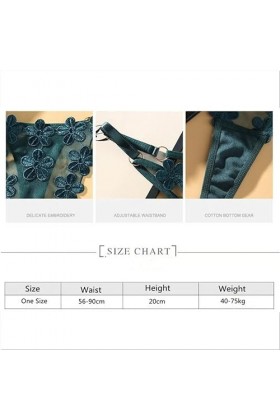 COTCLO Lot de 10 strings pour femme avec boucle en métal et maille - Culotte transparente - Bleu - Taille unique - 40-75 kg